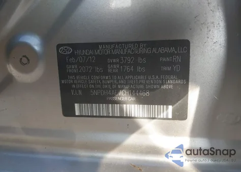 2012 Hyundai Elantra Limited из США, поврежденный, VIN 5NPDH4AE7CH144468